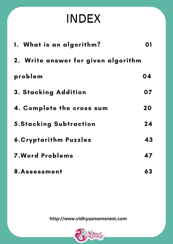 Algorithm Grade 2 - Vidhyas MomsNest